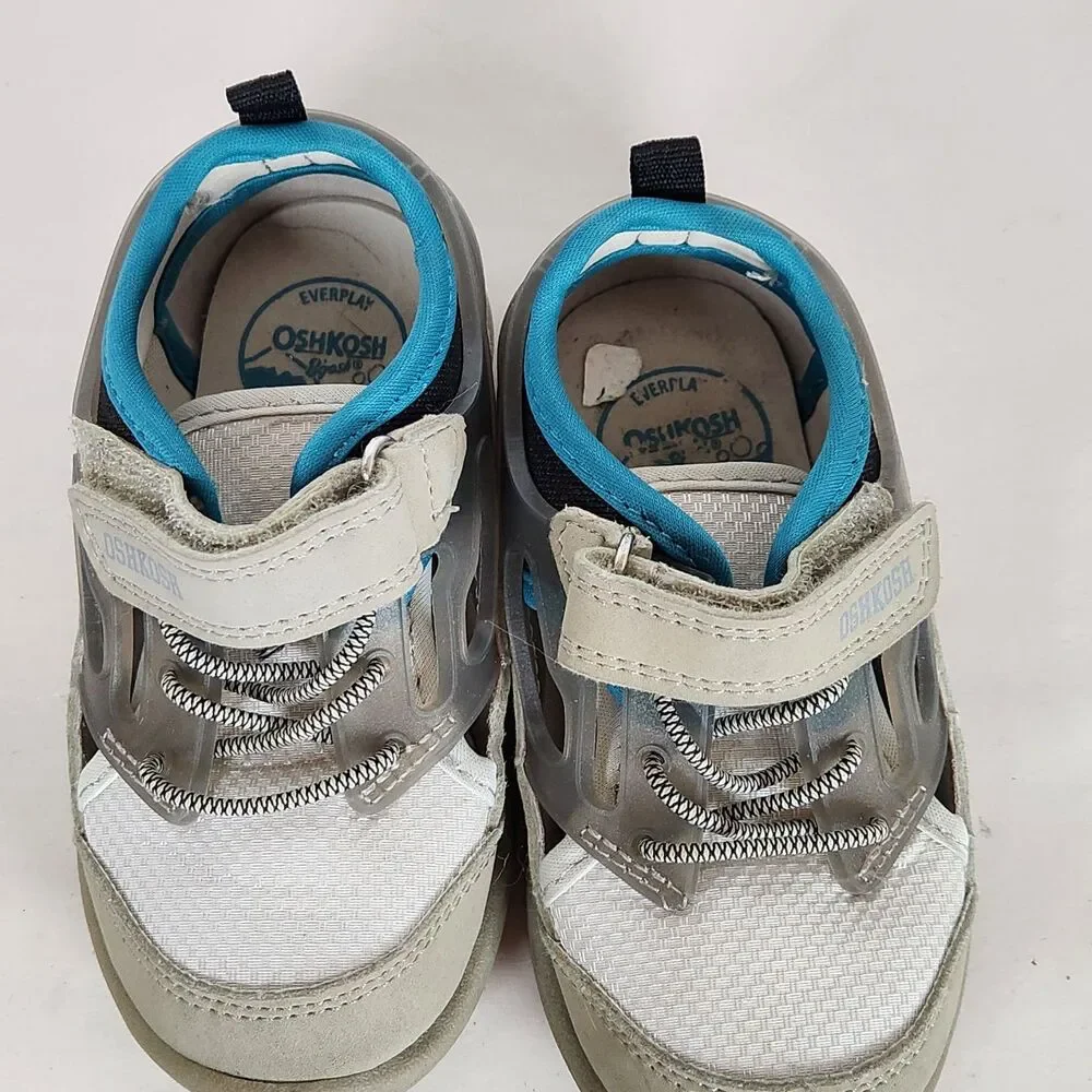 Osh Kosh B'gosh Sport Sandals Toddler Boys 7M Closed Bump Toe Washable Blue Gray